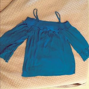 Teal 3/4 length off the shoulder top